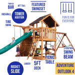 Adventure Outlook 4 Wooden Swing Set - Image 4